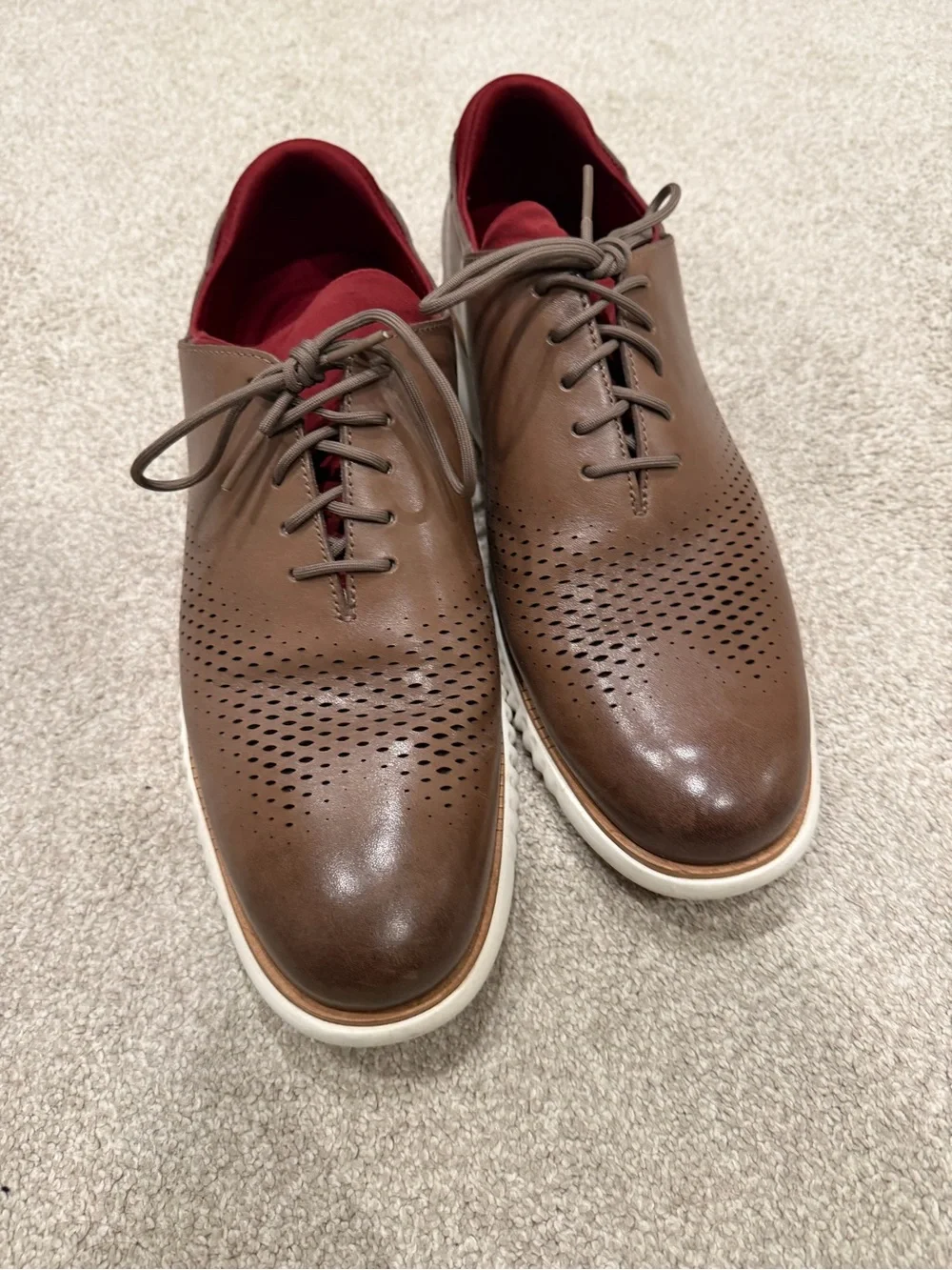 Cole Haan Brown Leather Oxfords with Red Interior